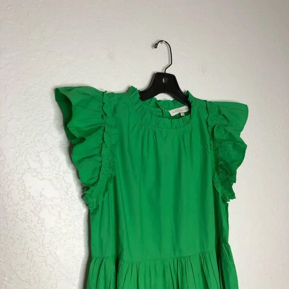 House of Harlow 1960 kelly green ruffle trim dress size Small NWT